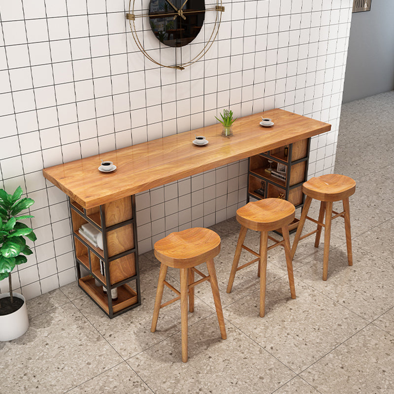 Tavolo da pranzo a barre di legno rettangolo tavolo da bar moderno con base a slitta