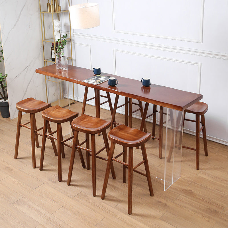 Modern Solid Wood Bar Table Set 1/4/7/9 Pieces Counter Table with Backless Stools 9 Pieces: Table, 8 Stools Clearhalo 'Bar Furniture' 'furn' 'furn_home_bar_bar_sets' 'Furniture' 'Home Bars & Bar Sets' 'home_bar_bar_sets' 'Kitchen & Dining Furniture' 5381437