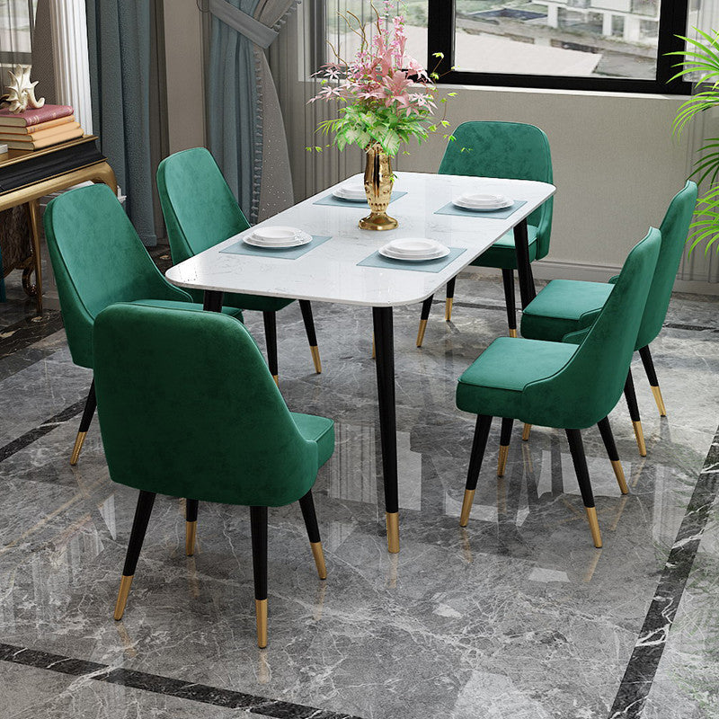 Set da tavolo da pranzo contemporaneo 1/2/7 pezzi di pietra interna e dinette di ferro