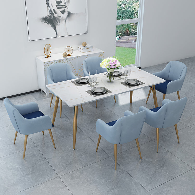 Steen top gouden basis eetkamer keukentafel traditionele luxe rechthoekige eettafel