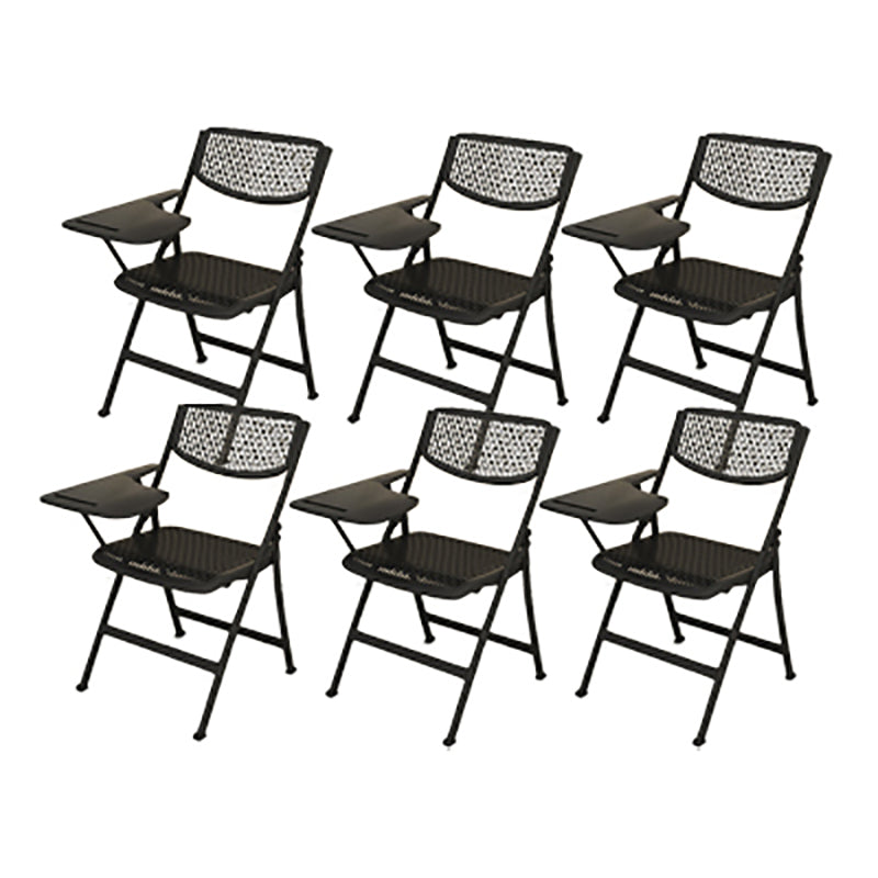 Steel Frame Conference Chair Plastic Back and Seat Armless Chair Black Small Writing Pad 6 Piece Set Clearhalo 'furn' 'furn_office_chair' 'Furniture' 'Office Chairs' 'Office Furniture' 'office_chair' 5388342