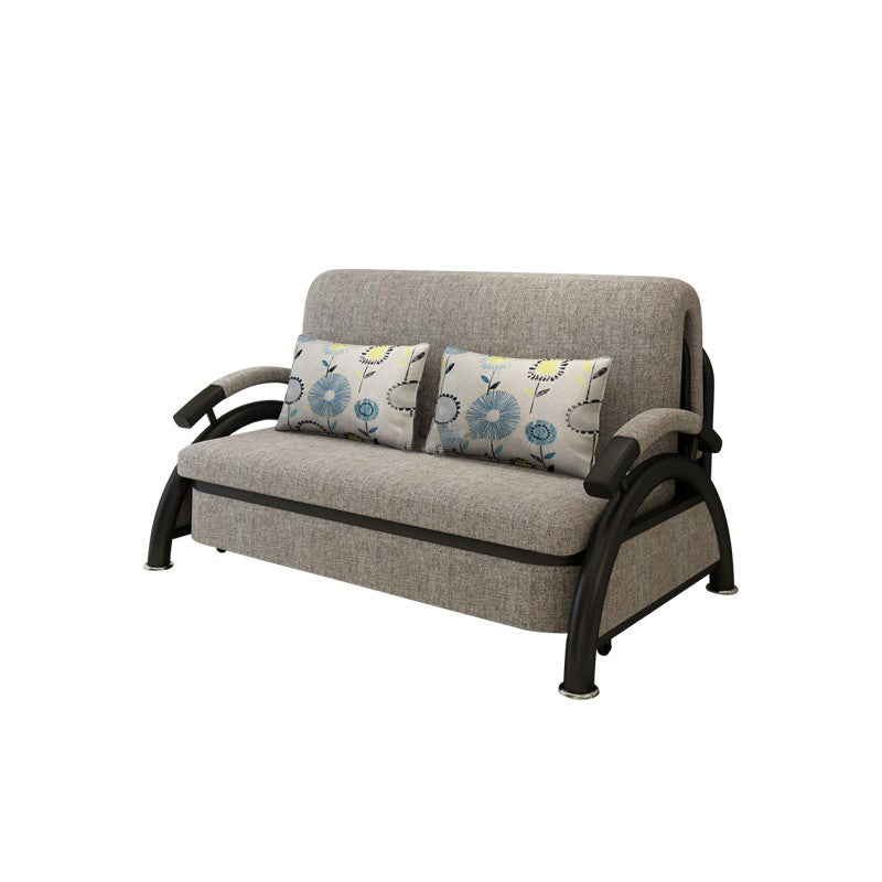 Contemporary Round Arm Cotton Blend Slipcovered Sofa with Bed 62"L x 33"W x 33"H Clearhalo 'furn' 'furn_sofas' 'Furniture' 'Living Room Furniture' 'Sofa' 'sofas' 5388623