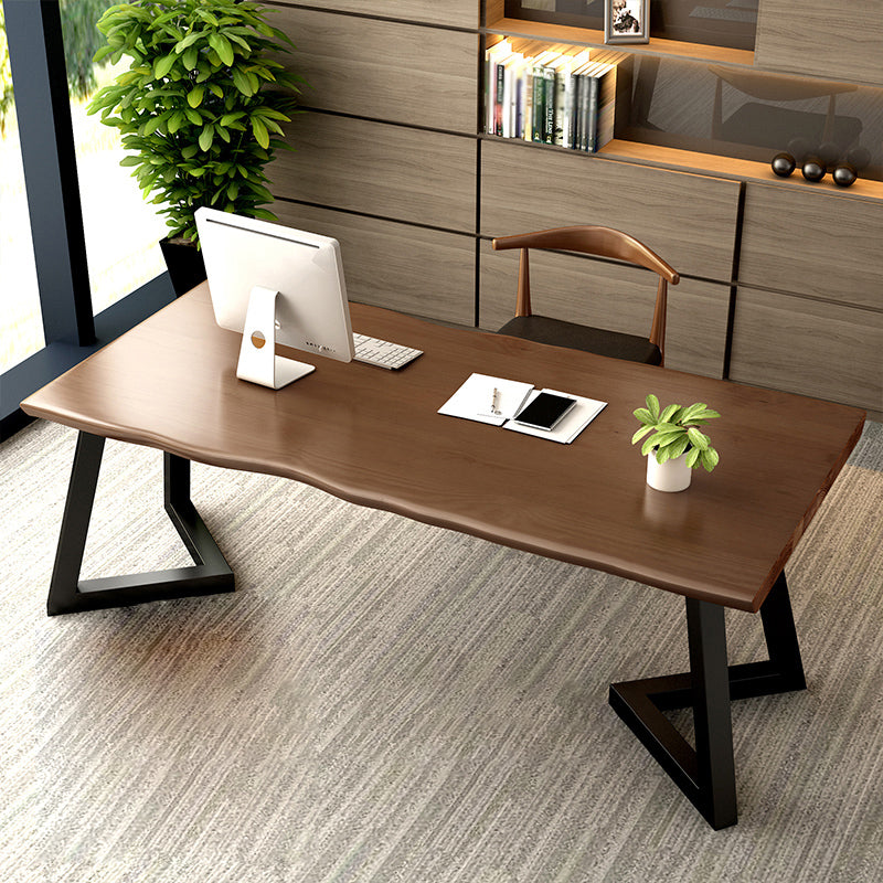 Modern Brown Top Office Desk Solid Wood Writing Desk for Home 70.9"L x 31.5"W x 29.5"H Clearhalo 'furn' 'furn_office_desk' 'Furniture' 'Office Desks' 'Office Furniture' 'office_desk' 5389265
