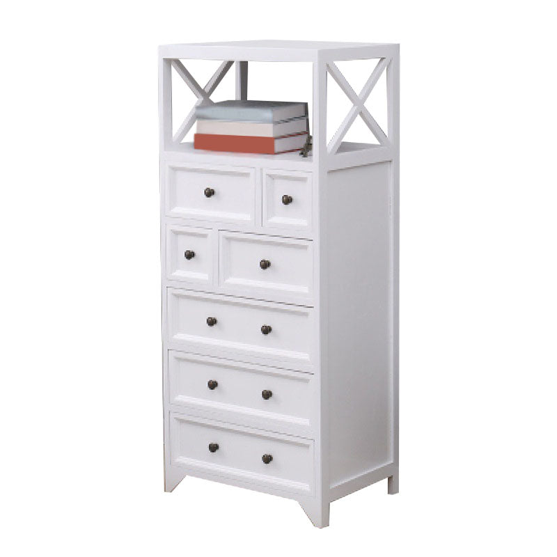 Retro Style Storage Chest Vertical Solid Wood Storage Chest Dresser for Bedroom 20"L x 14"W x 46"H White Clearhalo 'Bedroom Furniture' 'Dressers & Chests' 'dressers_chests' 'furn' 'furn_dressers_chests' 'Furniture' 5389764