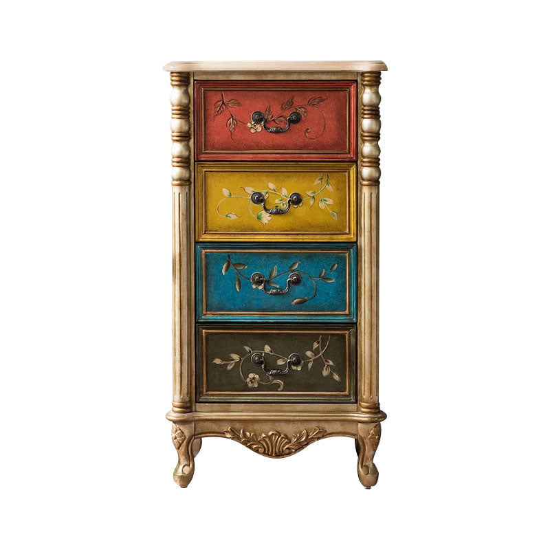 Traditional Style Storage Chest Vertical Lingerie Chest with 3 / 4 Drawers 22"L x 14"W x 41"H Gold Clearhalo 'Bedroom Furniture' 'Dressers & Chests' 'dressers_chests' 'furn' 'furn_dressers_chests' 'Furniture' 5389793