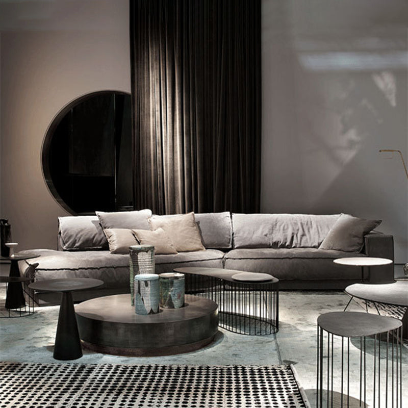 Divano grigio/blu/khaki/rosa con cuscino posteriore in lattice imbottito bracciolo quadrato sezionale