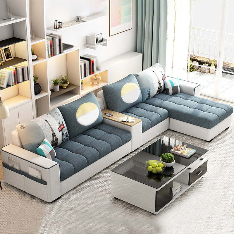 Faux Leather 4-seater Sectional with Ottoman and Storage Sofa