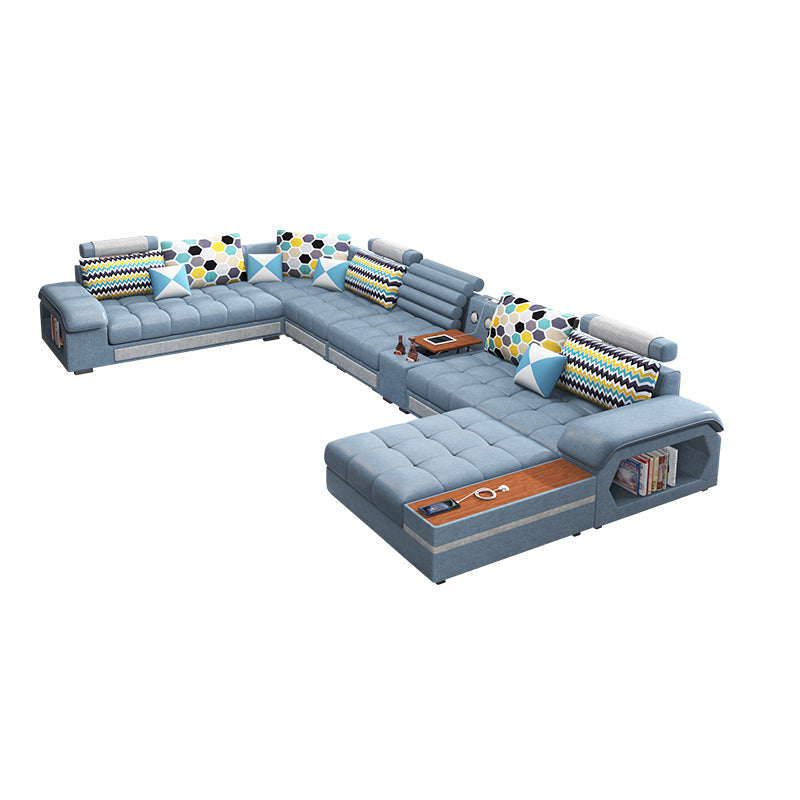 Blue Sofa/sectional with Storage for Living Room 33.46" High