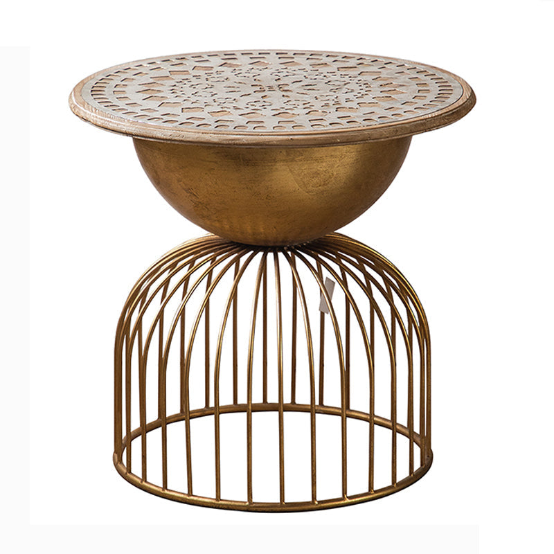 Rustic Iron Pedestal Round Wood Top Coffee Table - Distressed Surface Treatment