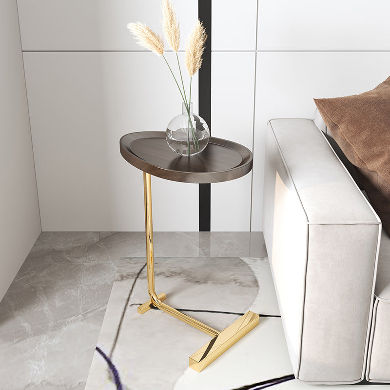 モダンスタイルのカクテルテーブル人工木製テーブルメタルアイアンベースコーヒーテーブル