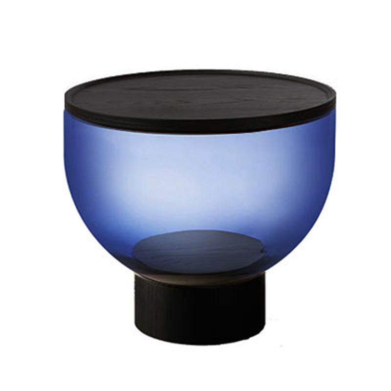 モダンラウンドソリッドオークトップエンドテーブル53/44 "ストレージ付きドラムエンドテーブル