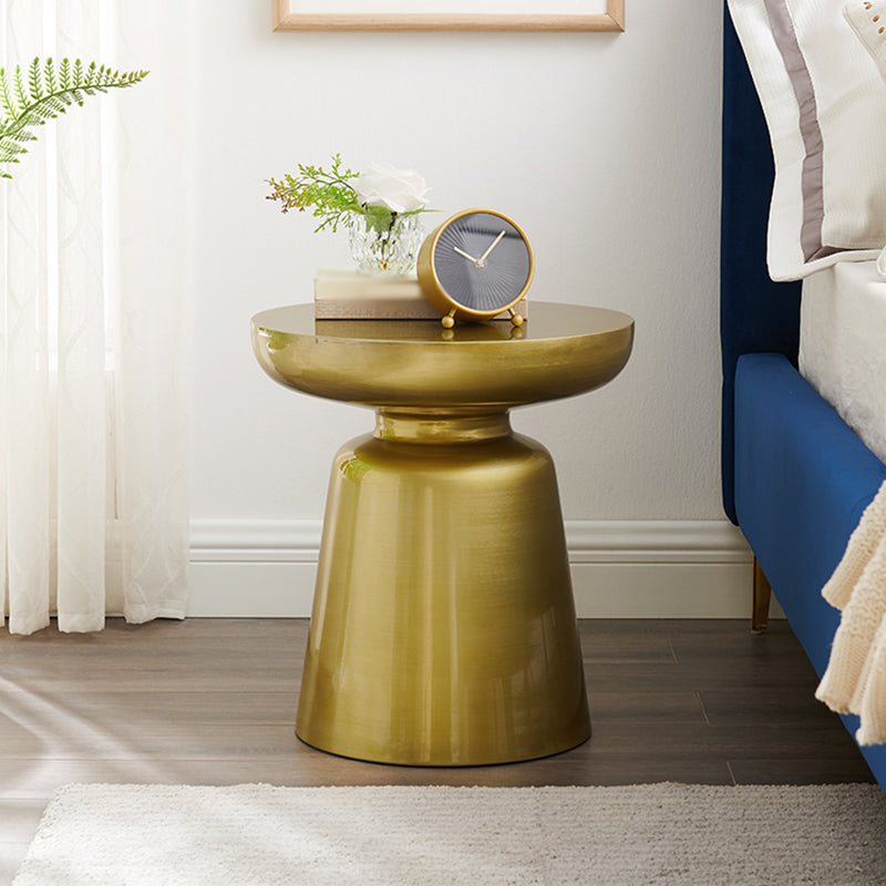 Modern Metal Round Side Table 43/60' Tall Pedestal End Table 19.7"L x 19.7"W x 23.5"H Bronze Clearhalo 'Coffee & Accent Tables' 'End & Side Tables' 'end_side_tables' 'furn' 'furn_end_side_tables' 'Furniture' 'Living Room Furniture' 5391680