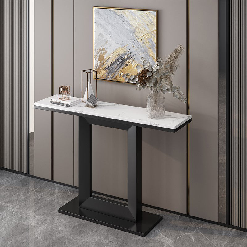 Tableau d'accent supérieur en marbre avec base de piédestal pour Hall 31,5 "High Console Table