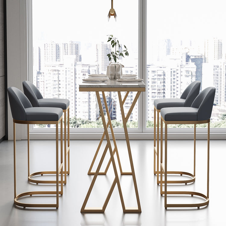 Tavolo da pranzo in pietra glam tavolo da bar rettangolo con doppio piedistallo per soggiorno