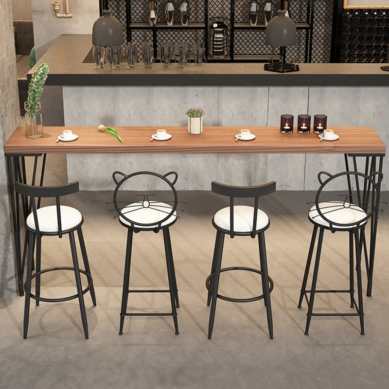 Pine Wood Bar Dining Table Modern Rectangle Bar Table with 4 Legs Pedestal for Dining Room 94.5"L x 15.7"W x 41.3"H Without Chairs Clearhalo 'Bar Furniture' 'Bar Tables' 'bar_tables' 'furn' 'furn_bar_tables' 'Furniture' 'Kitchen & Dining Furniture' 5392675