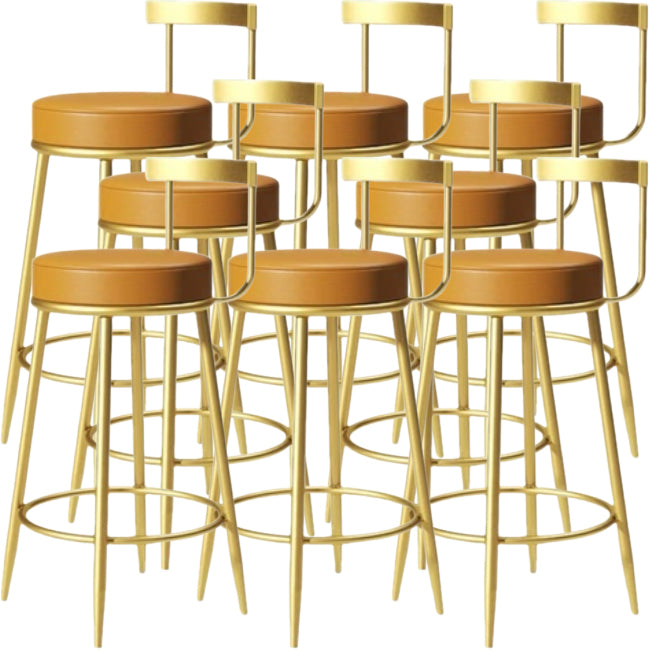 Glam Backrest Armless Counter Stool Iron Cafe Bar Stool with Pedal and Cushion