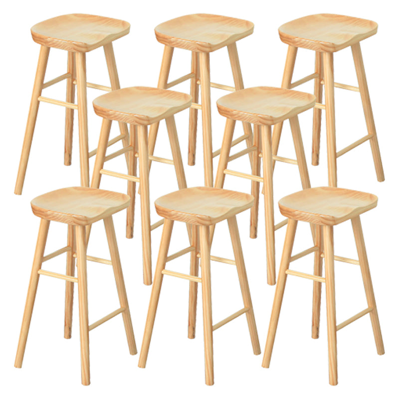 Saddle Seat Footrest Counter Chair Modern Backless Counter Stools in Natural 8 Piece Set Bar Stool(30"H) Clearhalo 'Bar Furniture' 'Bar Stools' 'bar_stools' 'furn' 'furn_bar_stools' 'Furniture' 'Kitchen & Dining Furniture' 5393057