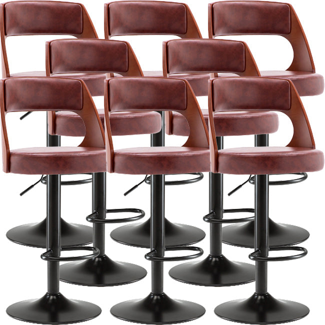 Industrial Style Liftable Bar-stool Metal Counter Bar Stool with Metal Legs for Kitchen Brown-Black 8 Piece Set Clearhalo 'Bar Furniture' 'Bar Stools' 'bar_stools' 'furn' 'furn_bar_stools' 'Furniture' 'Kitchen & Dining Furniture' 5393070