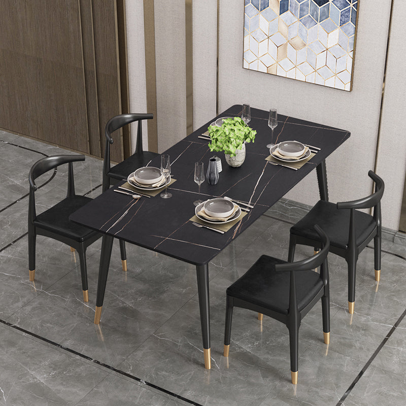 Set di dinette moderno rettangolo 1/4/5 pezzi Black Base da pranzo da pranzo interno