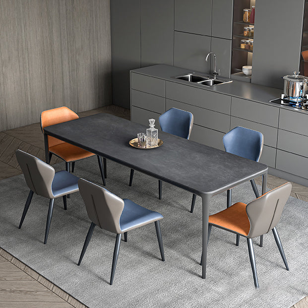 Set da tavolo da rettangolo di pietra sinterizzato contemporaneo set da pranzo 1/4/7 pezzi