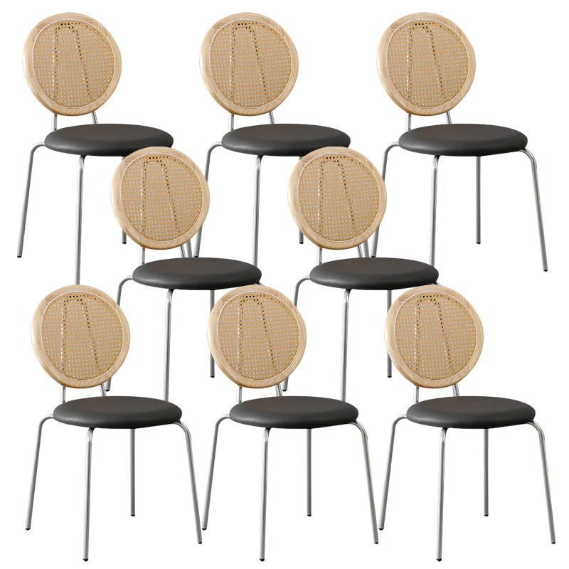 Contemporary Dining Side Chair PU Leather Stacking Side Chair Wood Black 8 Piece Set Clearhalo 'Dining Chairs' 'Dining Tables & Seating' 'dining_chair' 'furn' 'furn_dining_chair' 'Furniture' 'Kitchen & Dining Furniture' 5394301