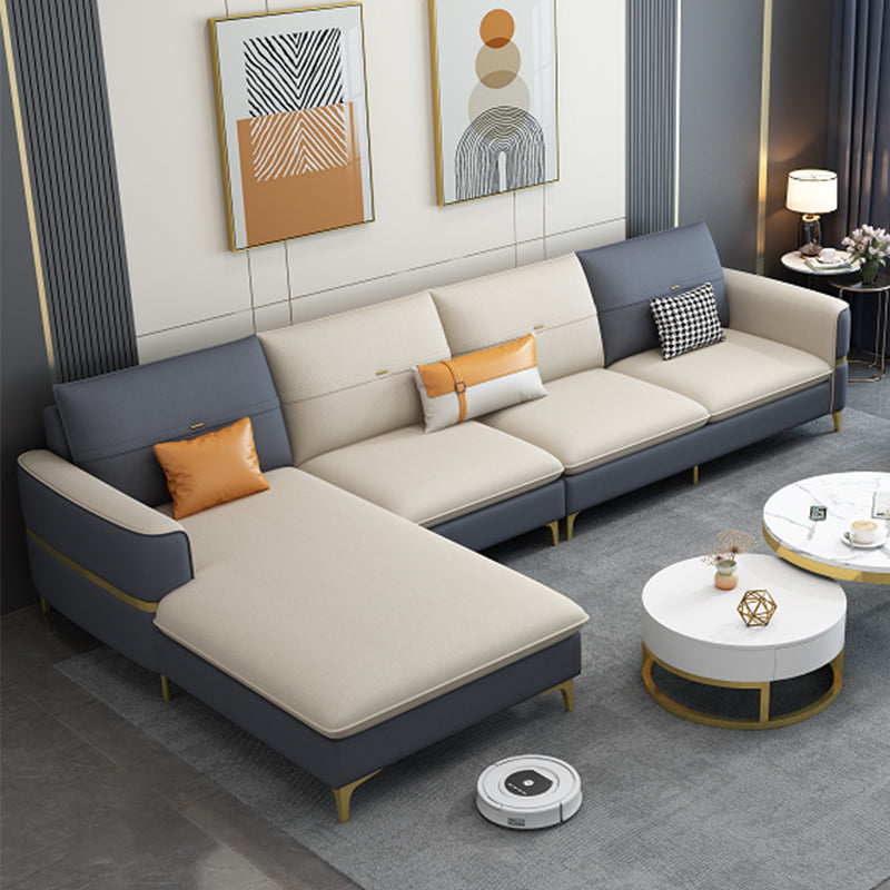 Divano a braccio quadrato in pelle finta scandinava con 2 cuscini