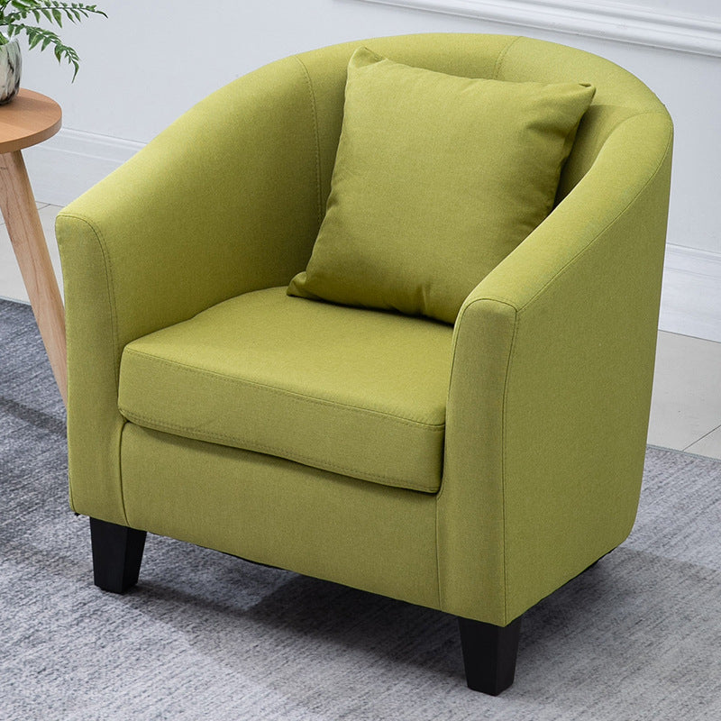 Linen Accent Chair 28.34" L x 28.34" W x 25.59" H Solid Wood Frame Barrel Chair