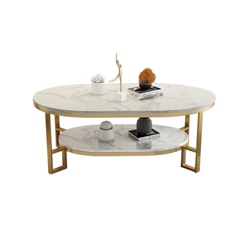 Table basse de table basse ovale en ardoise Glam avec rangement