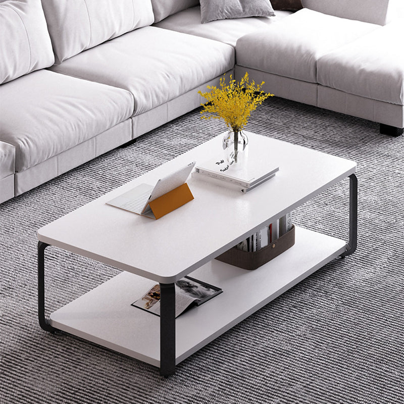 Modern Rectangular Coffee Table Natural/White Shelf Included Cocktail Table - 16.73" H