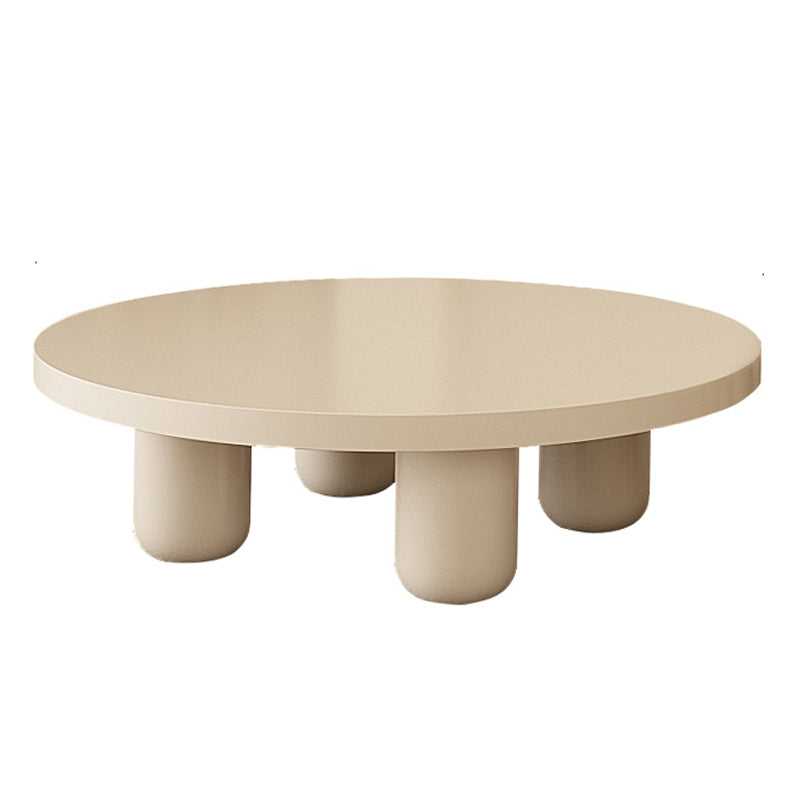 13.7"/15.7"Tall 4 Legs Brown/ White Round Wooden Coffee Table