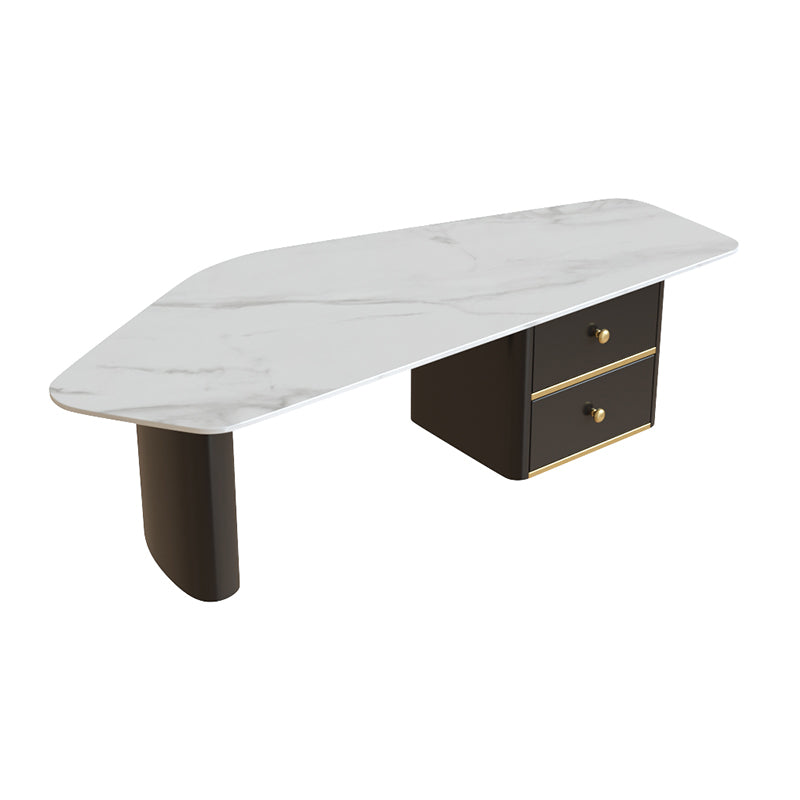 Glam Geometric Coffee Table Slate Top Cocktail Table for Living Room