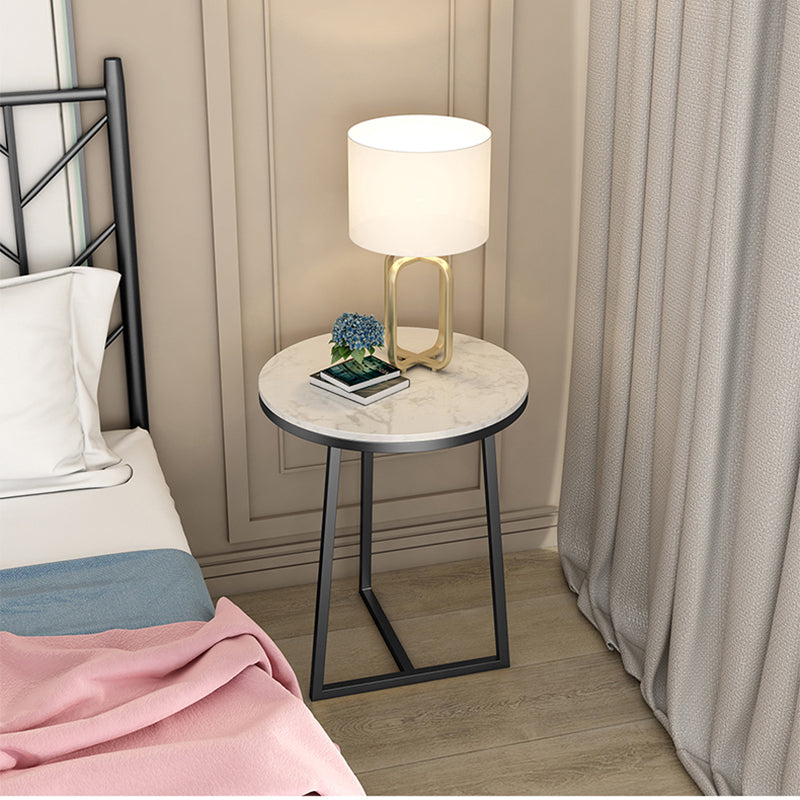 Modern Style Marble Top and Iron Work Black/gold Base Side Table