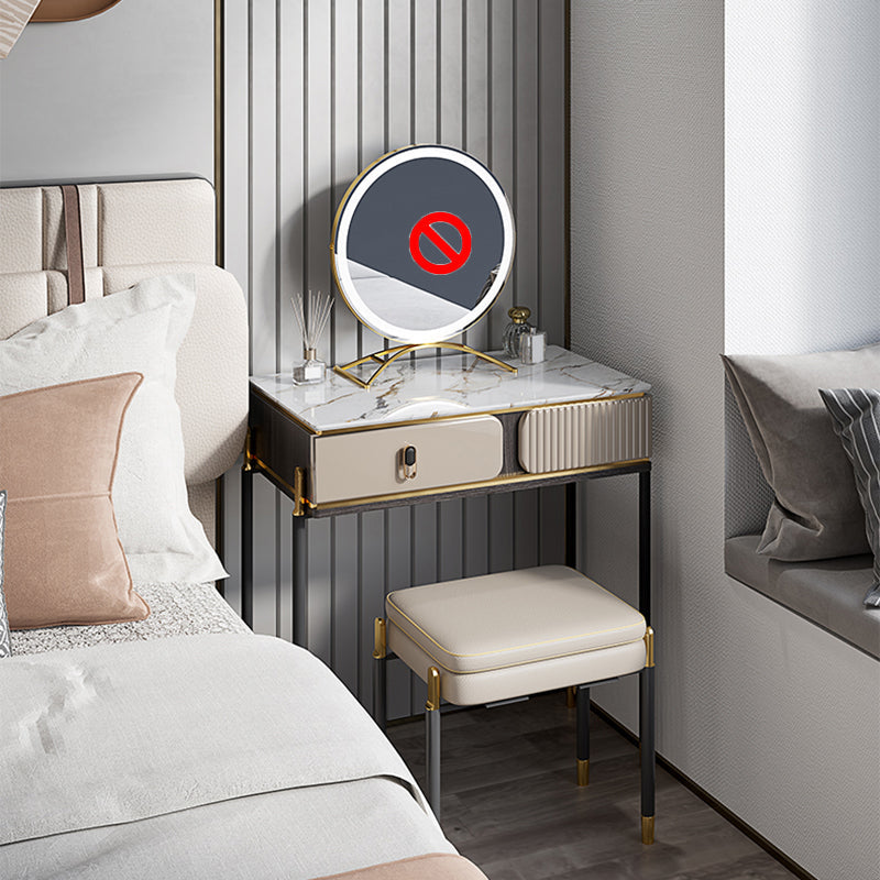 Glam 29.5" Height Slate Table Top Makeup Vanity Set with Drawer