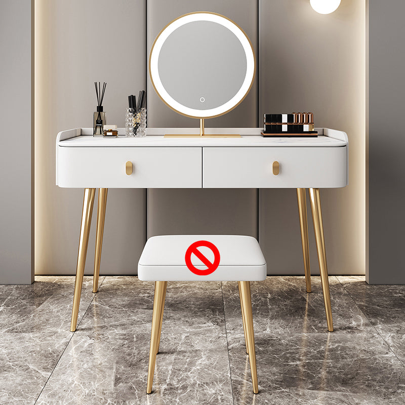 White Vanity with Makeup Table and Stool, 1/2 Drawers Dresser - 31.89" H