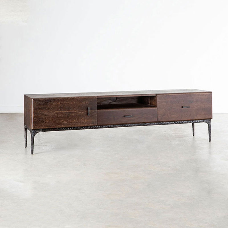 15.75 "W TV Style Industrial Style Brown Wood TV Console avec tiroir