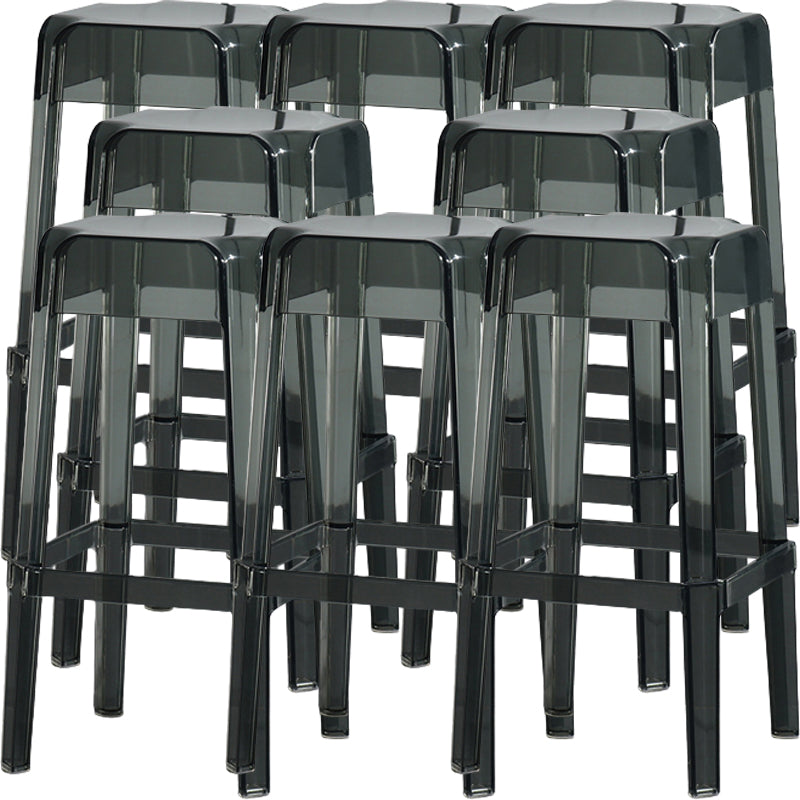 Modern Style Backless Bar-stool Plastic Counter Bar Stool with Plastic Legs for Home Smoke Gray 8 Piece Set Clearhalo 'Bar Furniture' 'Bar Stools' 'bar_stools' 'furn' 'furn_bar_stools' 'Furniture' 'Kitchen & Dining Furniture' 5407486