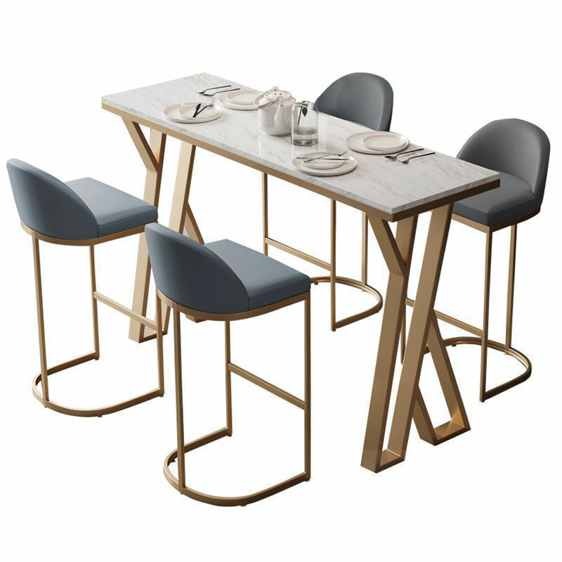 1/5 piezas Gamam Bar Bar Table Juego de bistro Juego de bistro con tapa de mármol de imitación blanca