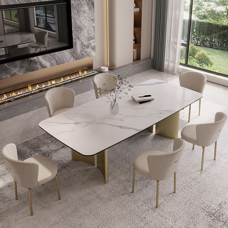 Set da tavolo da rettangolo in pietra sinterizzato glam nordico 1/4/5/7 pezzi set da pranzo per casa