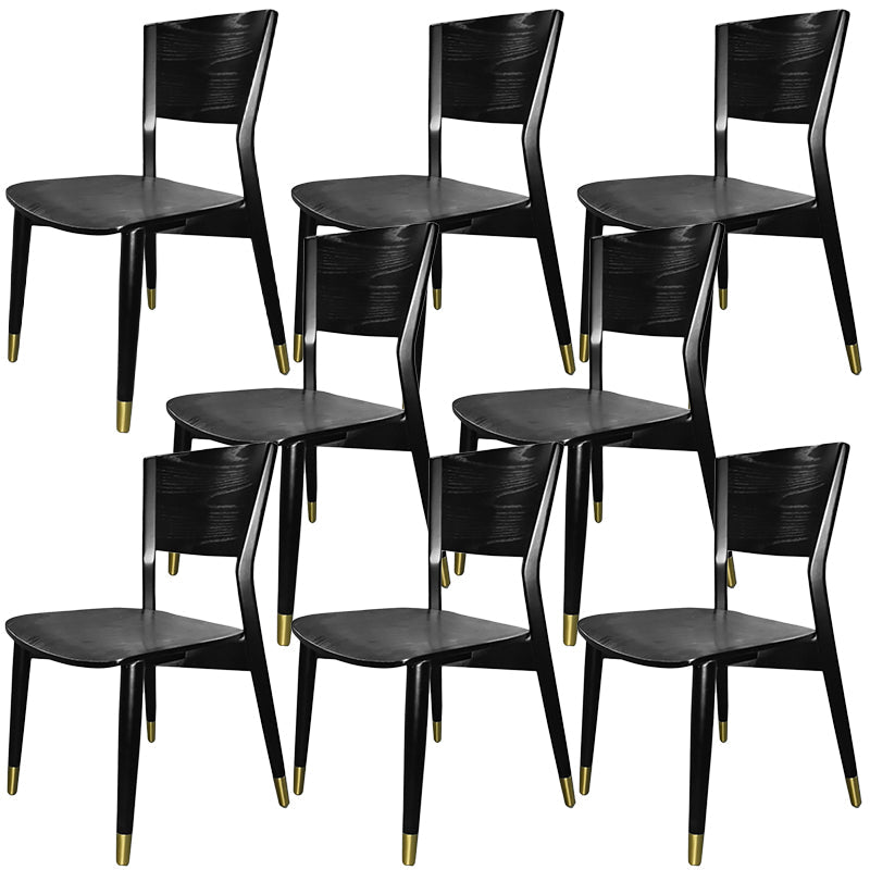 Contemporary Wood Dining Chair Open Back Dining Side Furniture in Matte Finish for Indoor Gold-Black 8 Piece Set Clearhalo 'Dining Chairs' 'Dining Tables & Seating' 'dining_chair' 'furn' 'furn_dining_chair' 'Furniture' 'Kitchen & Dining Furniture' 5408743