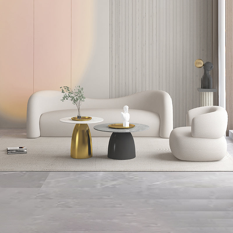 Contemporary Curved Sofa Modern Sloped Arm Sofa for Living Room, Apartment