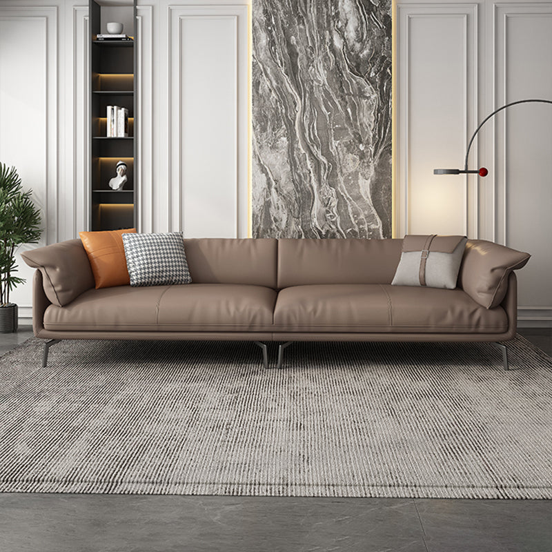 Modern 32.6" H Leather Pillow Top Arm Sofa Bed For Living Room 140"L x 37"W x 33"H Sponge Clearhalo 'furn' 'furn_sofas' 'Furniture' 'Living Room Furniture' 'Sofa' 'sofas' 5411991
