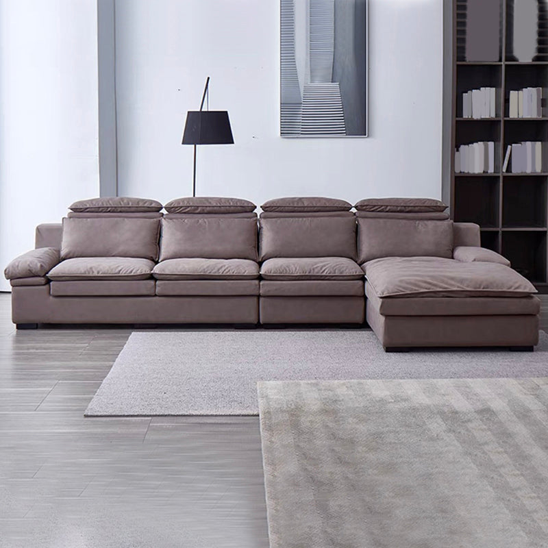 Divano a bracciale con divano in pelle posteriore con cuscinetto con telaio in legno massiccio grigio