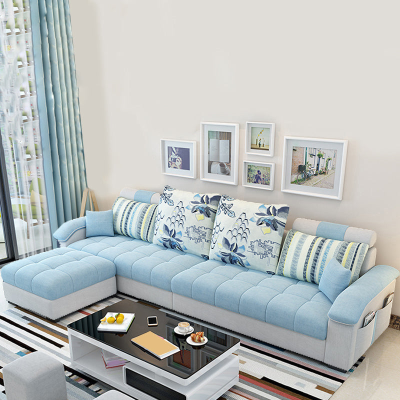 Divano e chaise di lino in lino nordico, 108,66 "W x 57.09" D x 31.5 "H