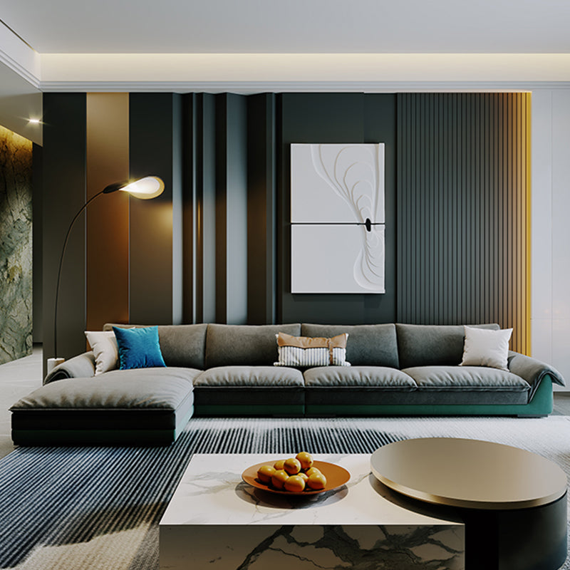 Divano flannellata BEDE CHE BEDE E CILLOW GRIGIO/GREEN scuro/BEIGE STRADA IN LEGNO DI BEIGE