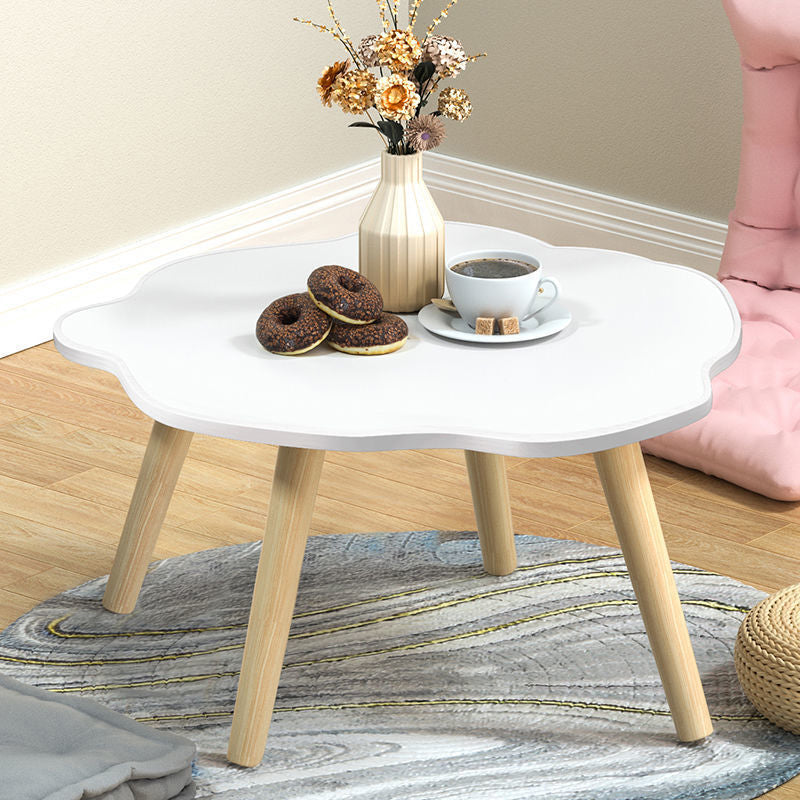 Modern Wooden Free Form Coffee Table with 4 Natural Wooden Legs