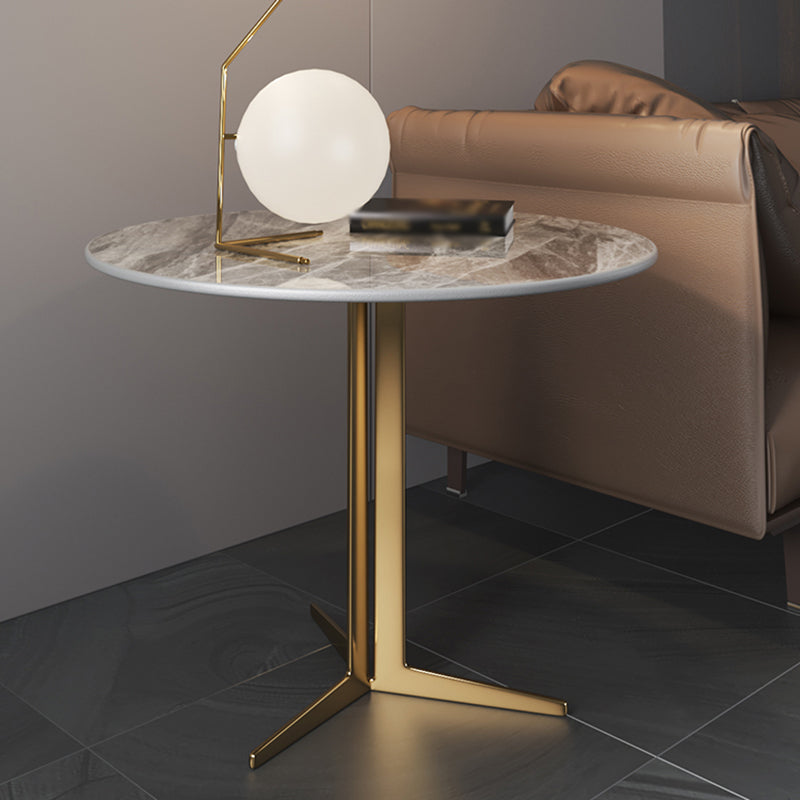 Crossed Base Design Rock Plate Top Fon Gold / Noir Table d'appoint Round Round