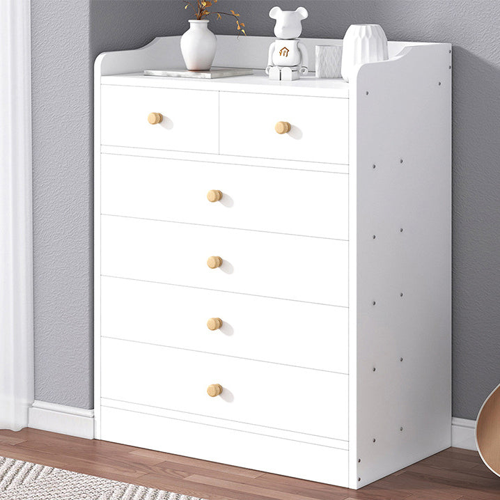 Modern Wooden Chest Bedroom Vertical Storage Chest with 4 / 5 / 6 Drawers 24"L x 13"W x 33"H White Clearhalo 'Bedroom Furniture' 'Dressers & Chests' 'dressers_chests' 'furn' 'furn_dressers_chests' 'Furniture' 5420213