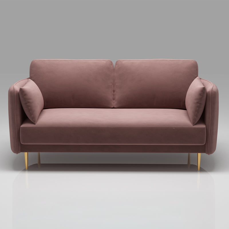 Square Arm Contemporary Settee Sofa Standard Velvet Settee Couch Pink Clearhalo 'furn' 'furn_sofas' 'Furniture' 'Living Room Furniture' 'Sofa' 'sofas' 5421262