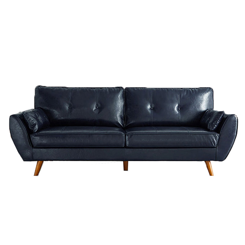 Faux Leather contemporaneo trapuntato standard a braccio svasato divano di divano