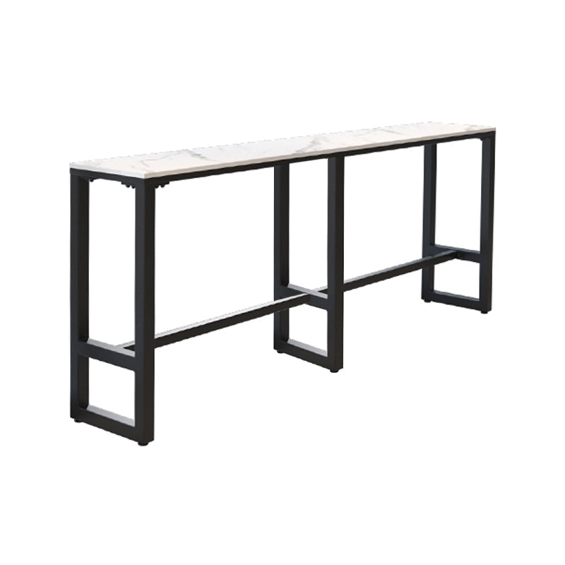 Industrial Black Iron Bar Table White Faux Marble Rectangle Top 41.3"H Bistro Table 94.5"L x 15.7"W x 41.3"H Without Chairs Clearhalo 'Bar Furniture' 'Bar Tables' 'bar_tables' 'furn' 'furn_bar_tables' 'Furniture' 'furniture_bar_tables' 'Kitchen & Dining Furniture' 5421312